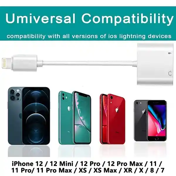 Adaptador Para Iphone Dual Audífonos Lightning Carga