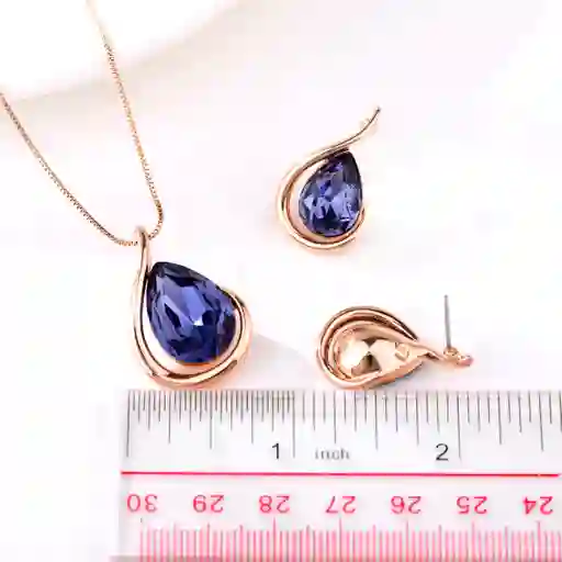 Set Aretes Y Collar Veramorest Violeta