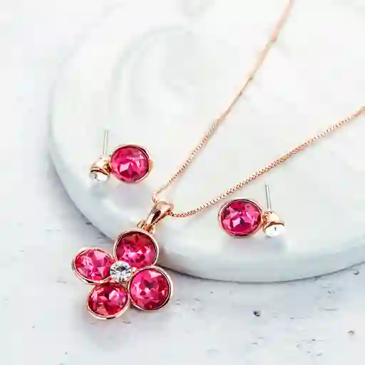 Set Aretes Y Collar Veramorest- Flor