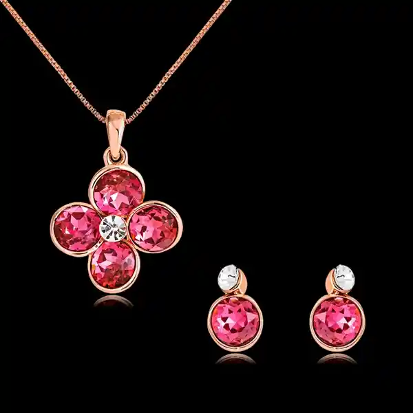 Set Aretes Y Collar Veramorest- Flor