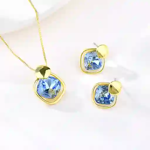 Set Aretes Y Collar Veramorest- Cielo Azul