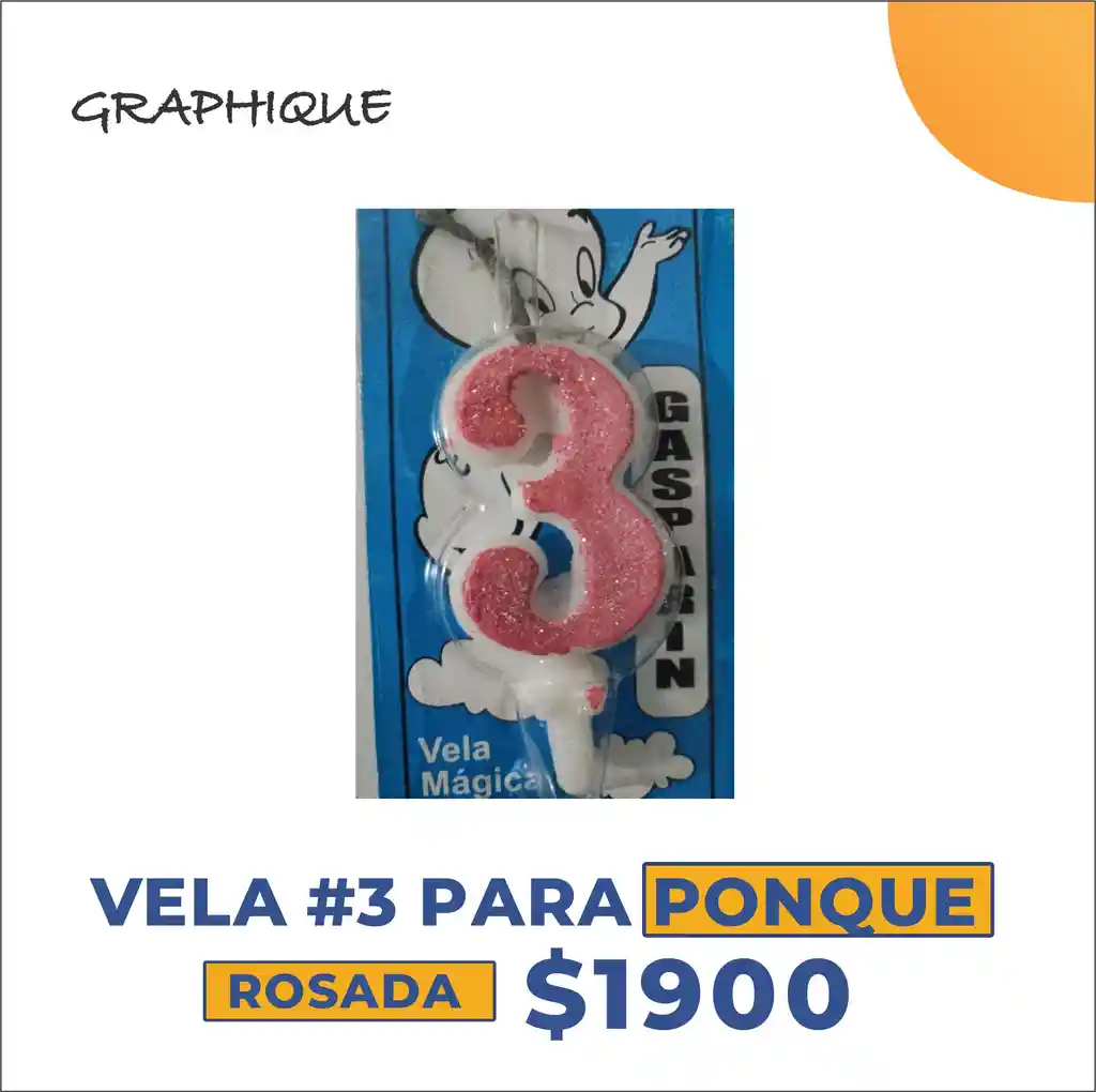 Vela #3 Para Ponque Rosada