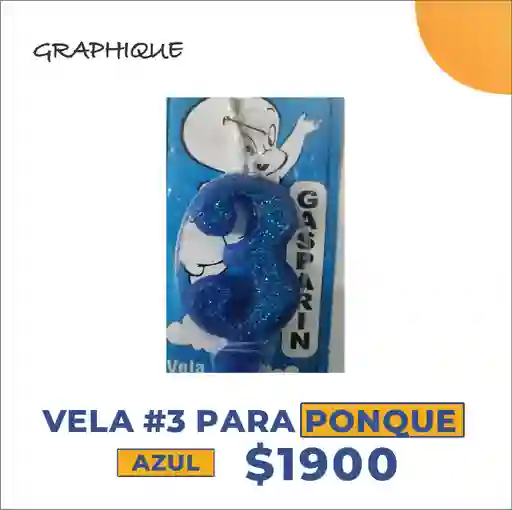 Vela #3 Para Ponque Azul