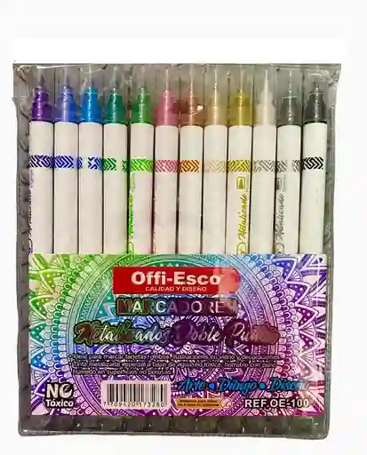 Marcador Metalizado Doble Punta Lettering X 12 Offi Esco Oe-100