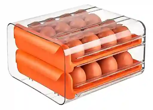 Canasta Porta Huevos Organizador X 32 Con Tapa Cocina Naranja
