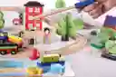 Pista Grande De Trafico Para Niños, 108 Piezas, Pista De Tren De Madera