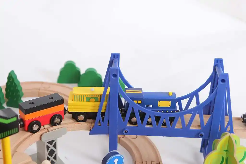 Pista Grande De Trafico Para Niños, 108 Piezas, Pista De Tren De Madera