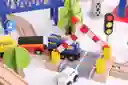 Pista Grande De Trafico Para Niños, 108 Piezas, Pista De Tren De Madera