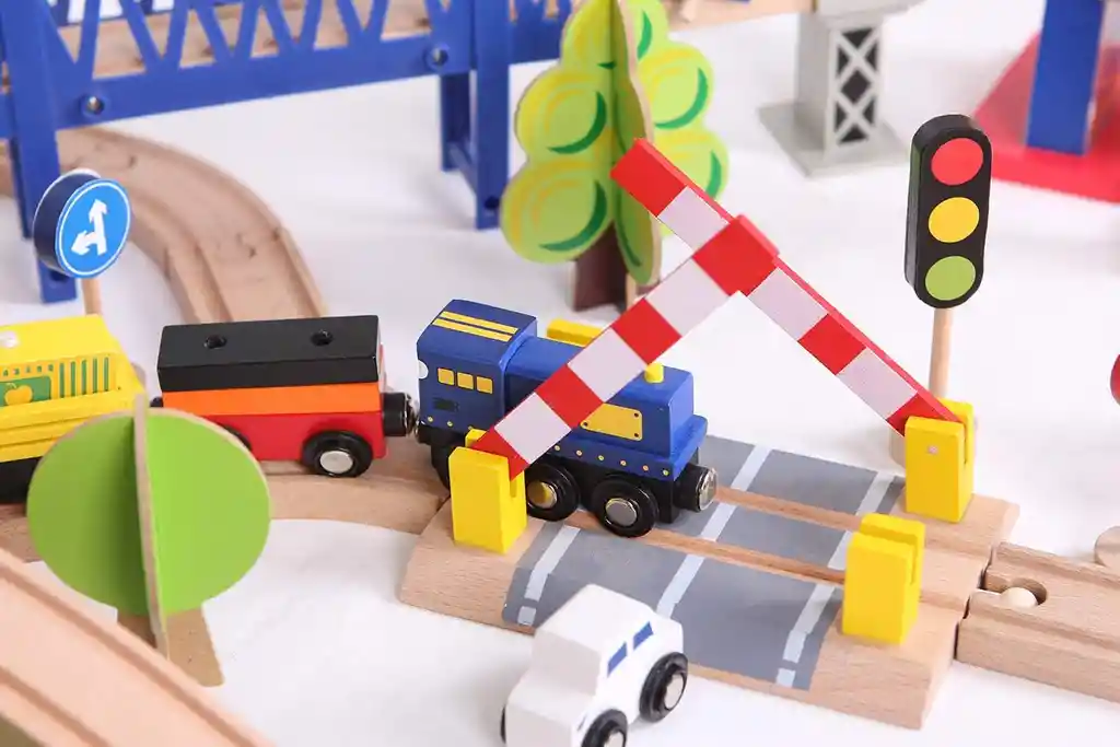 Pista Grande De Trafico Para Niños, 108 Piezas, Pista De Tren De Madera