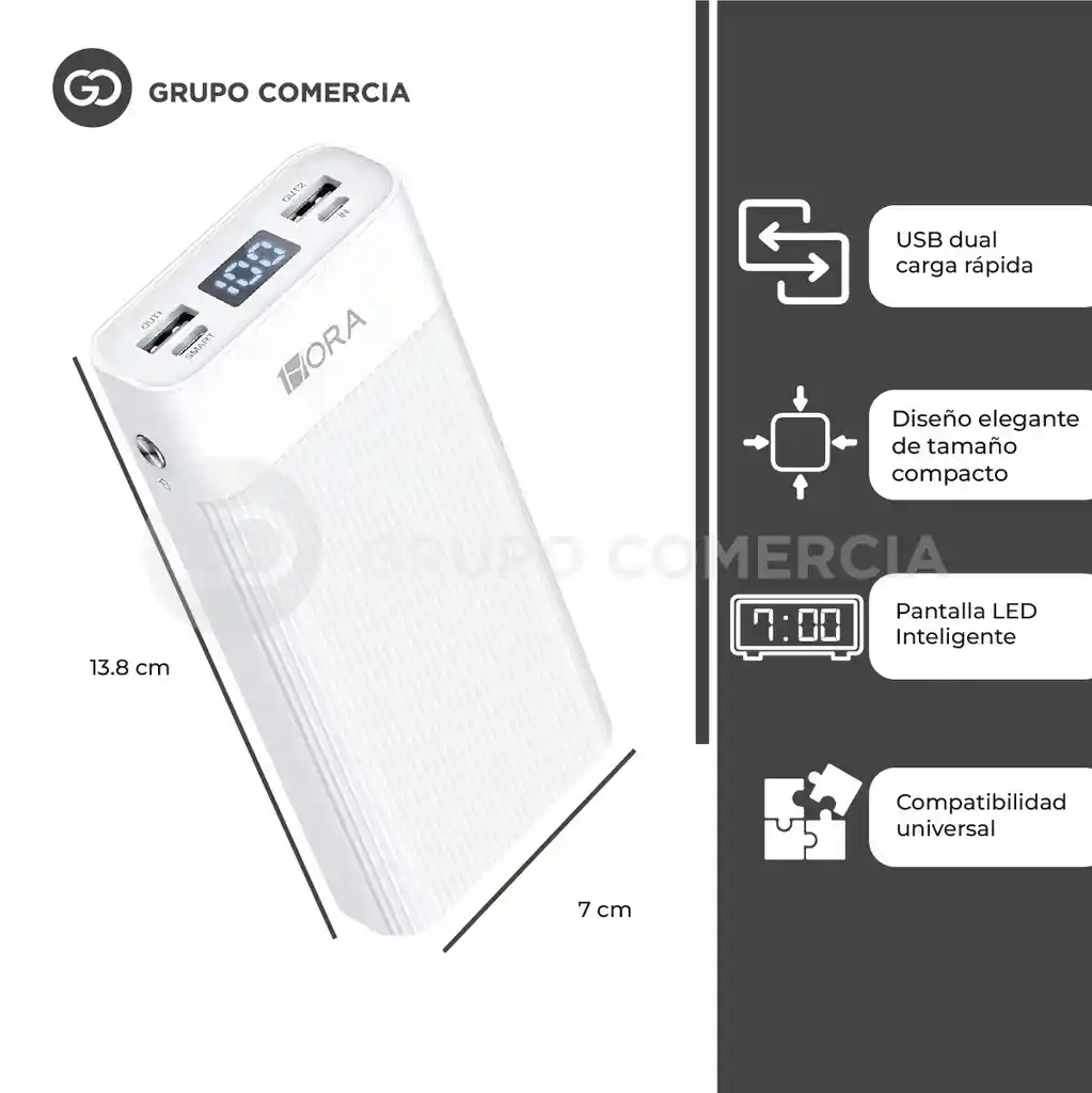 Power Bank 20.000 Mah Reales Original Digital 1hora Potente