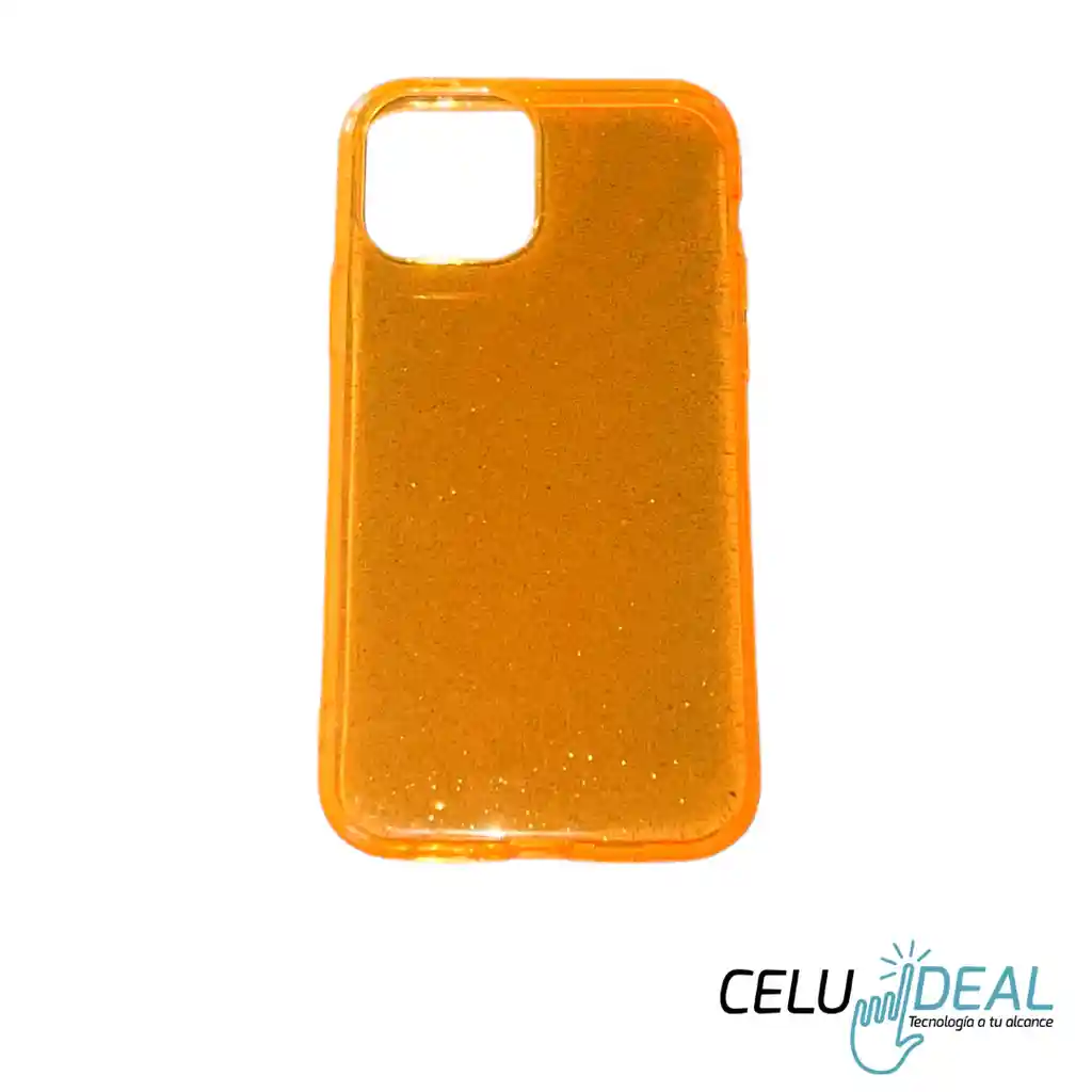 Estuche Transparente Escarchado Naranjado Iphone 12/ 12 Pro