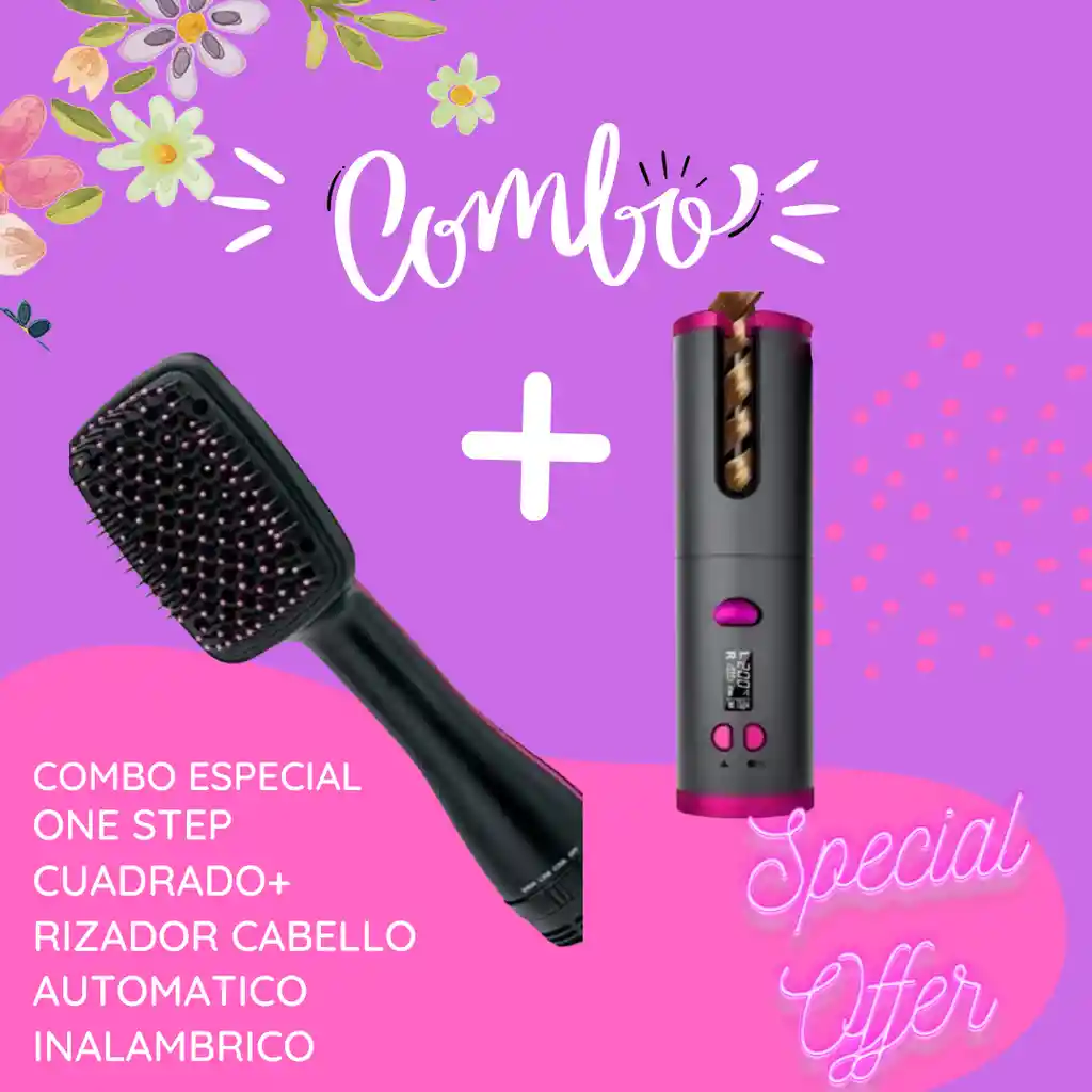 Combo One Step Cuaddrado + Rizador Automatico