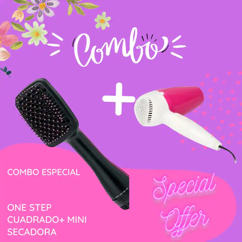 One Step Cuadrado + Secador De Cabello Portátil