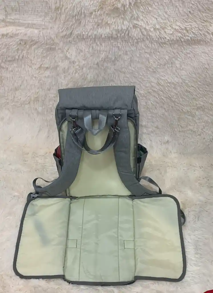 Bolso Pañalera Para Bebé Tipo Morral Cambiador Y Usb Rw-1 Negro