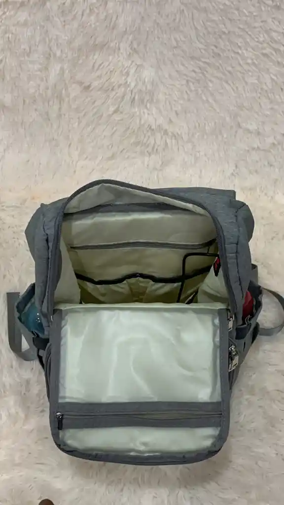 Bolso Pañalera Para Bebé Tipo Morral Cambiador Y Usb Rw-1 Negro