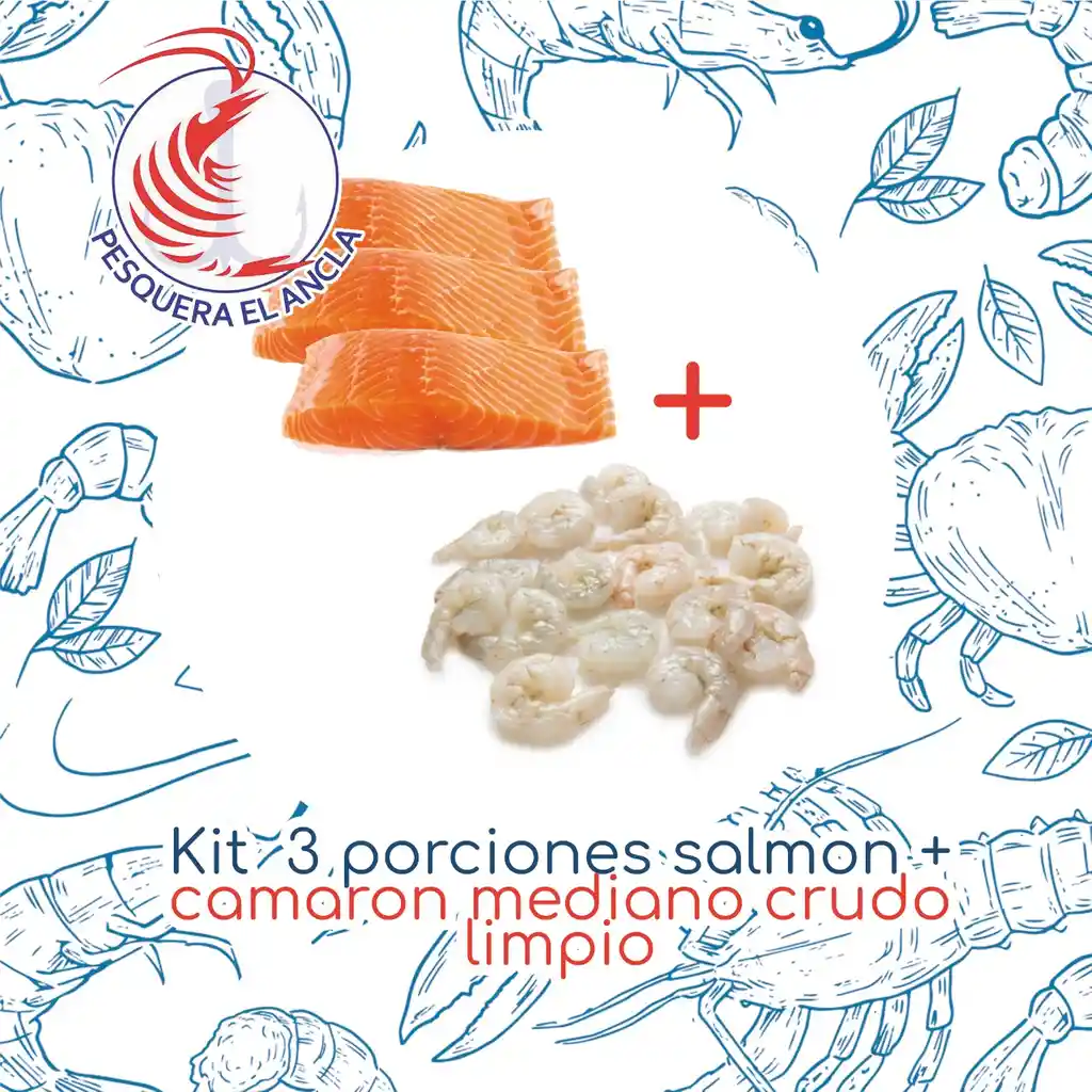 3 Porciones Salmon Premium + 1 Lb Camaron Crudo Limpio