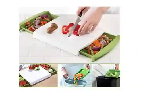 Tabla De Picar Cortar Con Recipientes Laterales