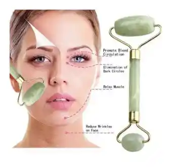 Rodillo Facial Piedra De Jade Doble Masajeador Facial Anti Edad