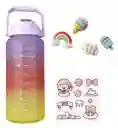 Termo Botella De Agua X 2 Motivacional Mas Sticker 2 Litros Verde Con Morado