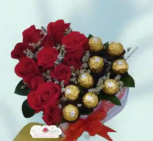 Corazon De Rosas Con Chocolates