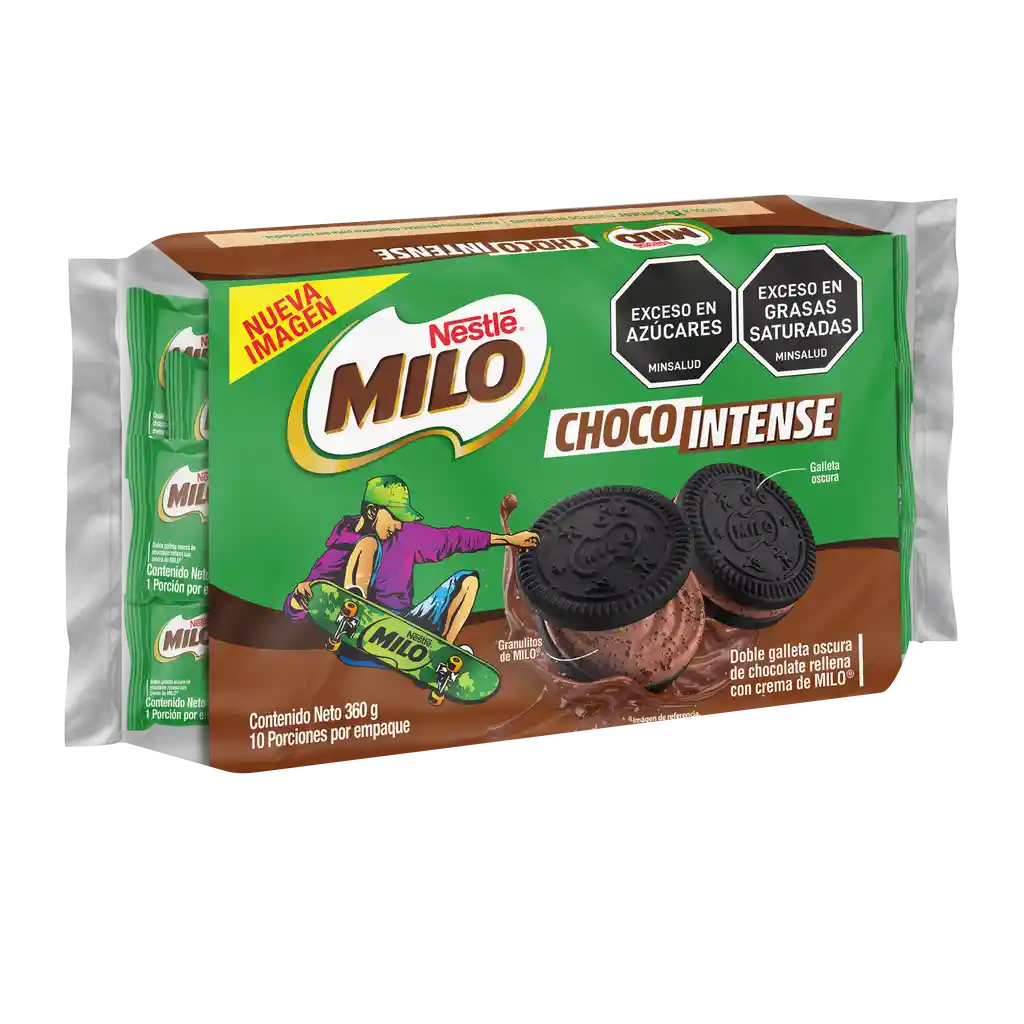 Galletas MILO Choco Intense con granulitos de MILO 10 Unds x 360g