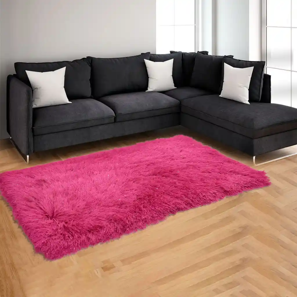 Tapete Alfombra Peluda Grande 120 X 170 Cms, Fucsia.