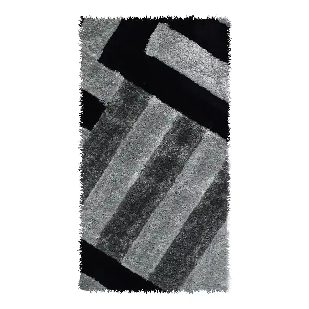 Tapete Alfombra Relieve 3d Entrelazos 120 X 170 Cms, Negro.