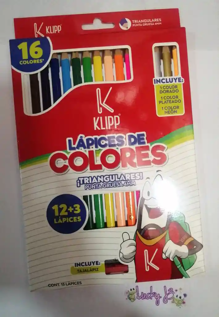 Colores Triangulares 4mm 12+3 Lapices Doble Punta