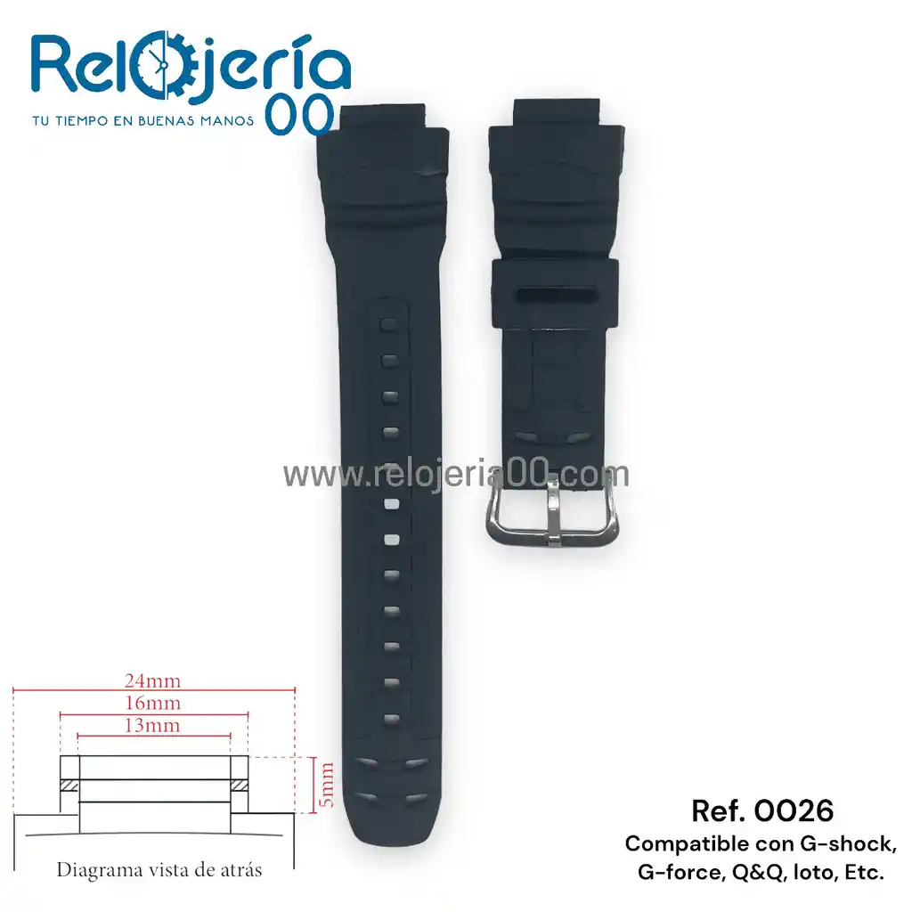 Pulso Compatible Con G-shock, G-force, Q&q, Loto | Ref. 0026