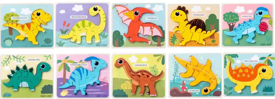 Didactico Rompecabezas Dinosaurio Pequeño X6 Pzas