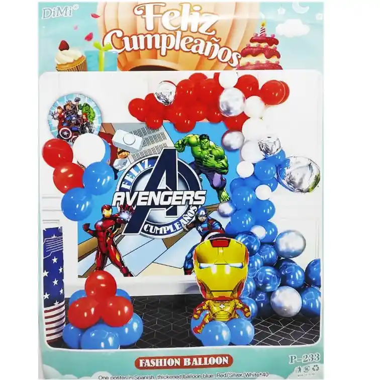 Kit Decoración Fiesta Avengers Cumpleaños 52 Pcs