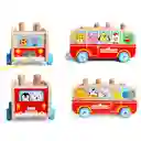 Bus De Madera Para Arrastrar Y Martillar , Juguetes Educativo Para Niños