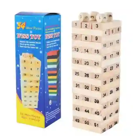 Didactico Jenga De Numeros En Madera 54 Pzas