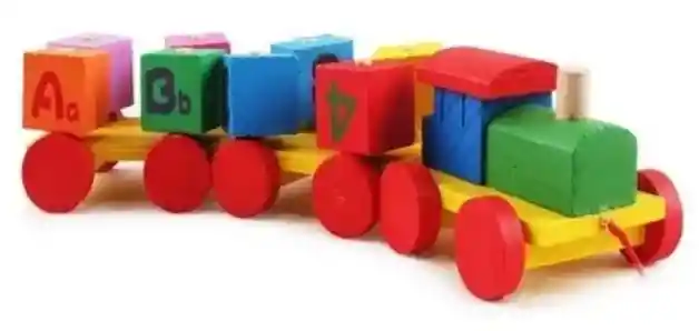 Didactico Tren De Cubos De Madera Letras Y Numeros