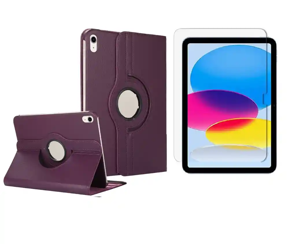 Funda Estuche 360 Para Ipad 10 Generacion 10.9 Morado + Vidrio