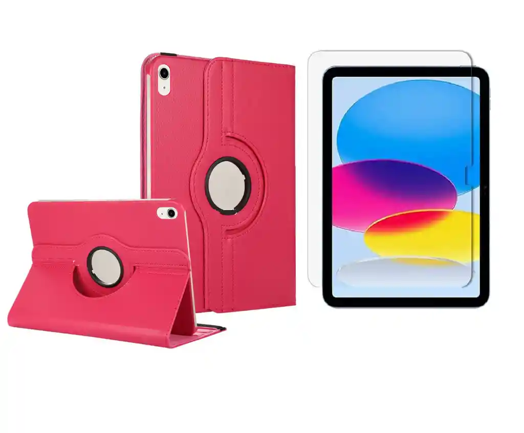 Funda Estuche 360 Para Ipad 10 Generacion 10.9 Fucsia + Vidrio