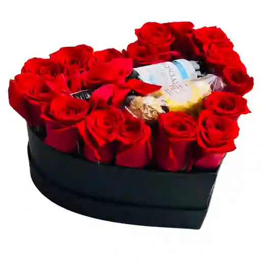Caja Con Rosas En Forma De Corazón