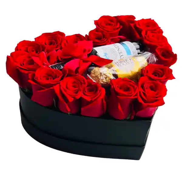 Caja Con Rosas En Forma De Corazón