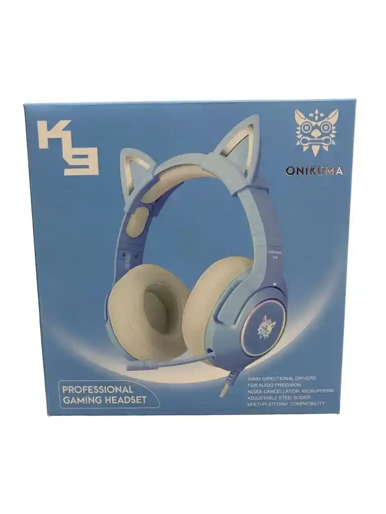 Diadema Gamer K9 Azul Orejas De Gato Onikuma