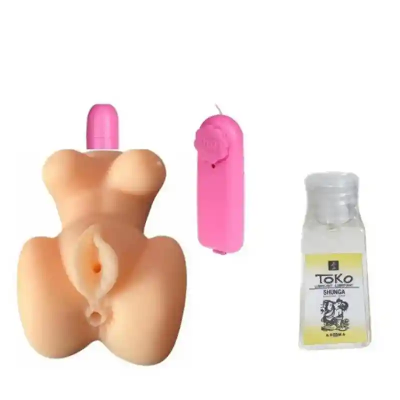 Kit Vagina Masturbadora Con Vibración+lubricante Neutro