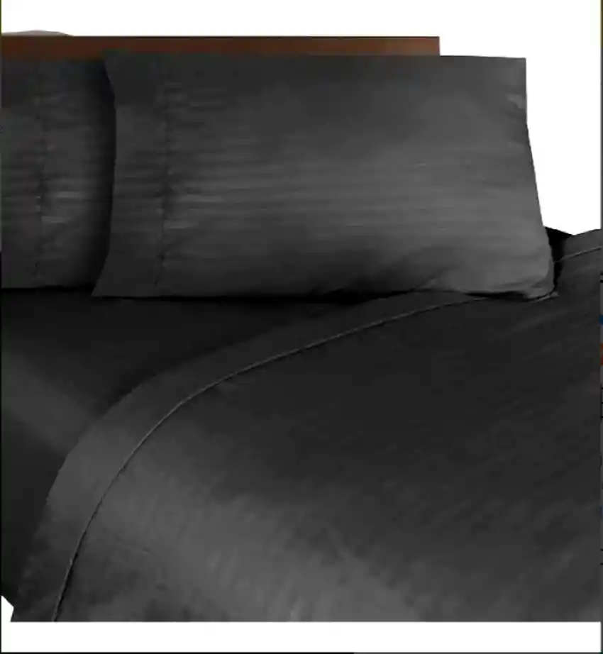 Juego Sabanas Cama Doble Unicolor Negro De Lujo