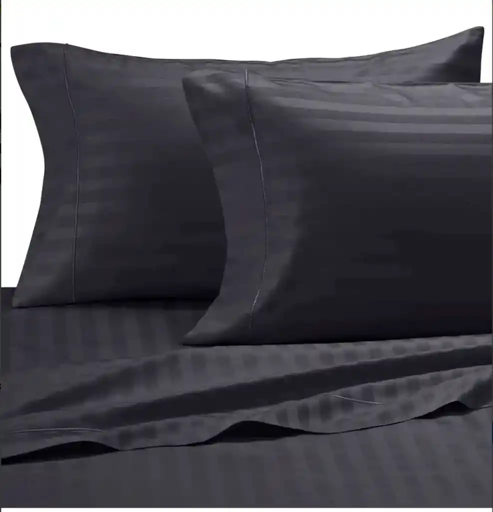 Juego Sabanas Cama Queen Unicolor Negro De Lujo De 1.60 X 1.90 Cm