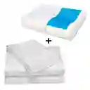 Juego Sabanas Doble Unicolor Blanco Mas 1 Almohada Ortopedica Gel