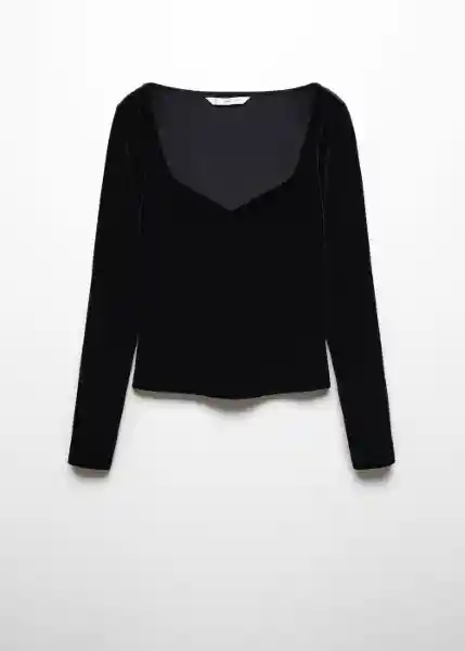 Camiseta Xsouffle Negro Talla L Mujer Mango