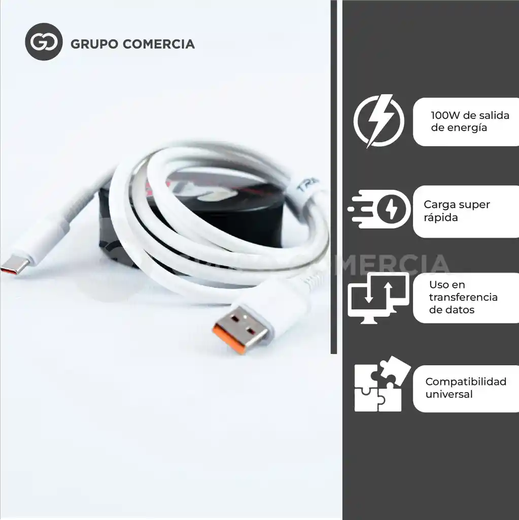 Cable Usb A Tipo C De Carga Ultra Rapida 1.5 M 100w Potente