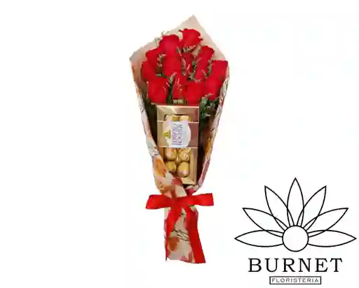 Flores En Bouquet De Rosas Y Chocolates Ferrero