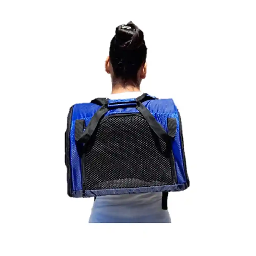 Morral Maletin Transportador Guacal Pequeño Color Azul Para Perros Y Gatos