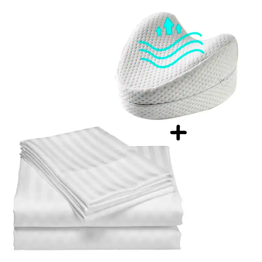 Juego Sabanas Queen Blanco Mas Almohada Piernas Ortopedica