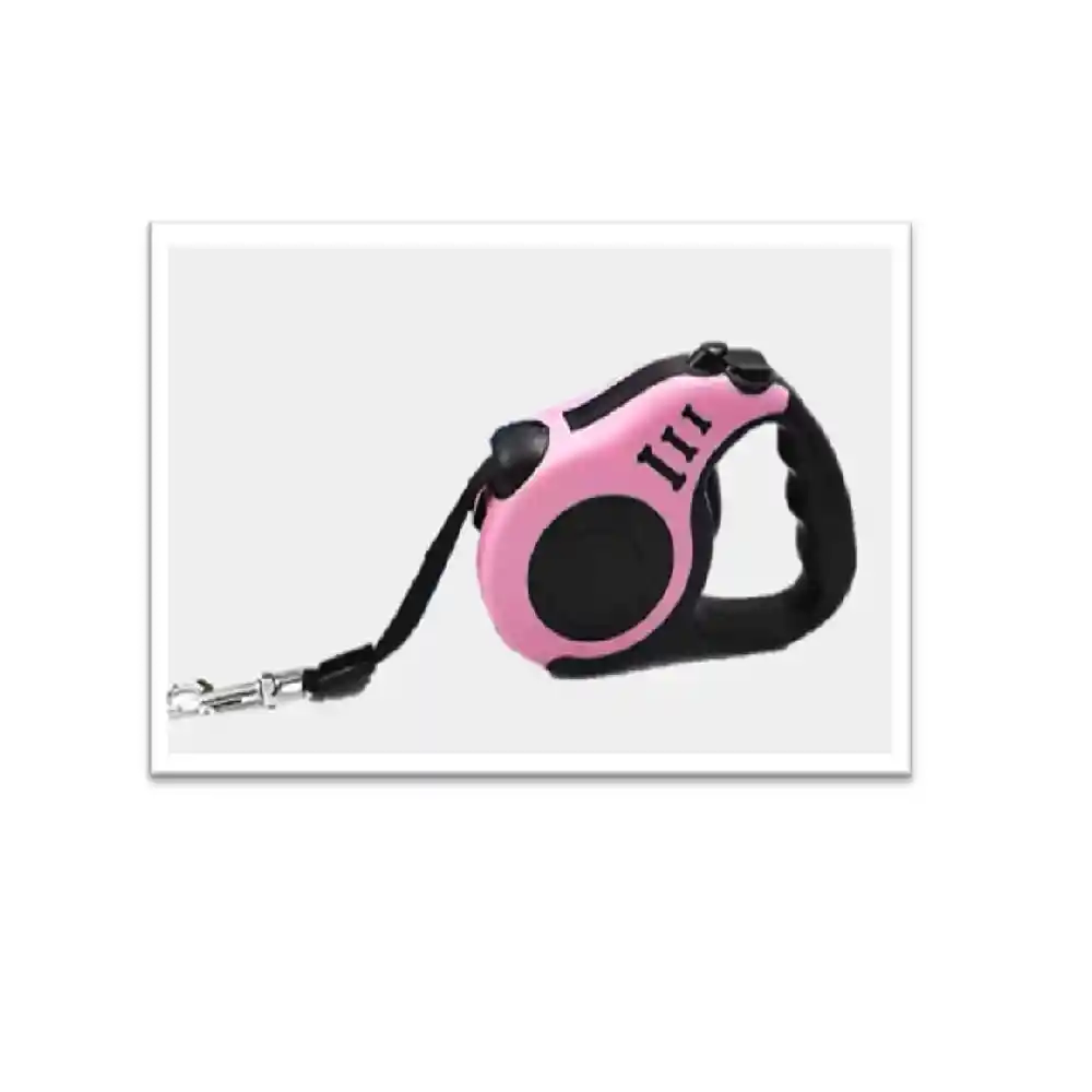 Correa Lazo Retractil De 5 Mts Color Rosado Para Mascotas