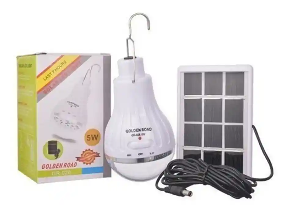 Kit Bombillo Recargable 5w Portátil Liviano Con Panel Solar